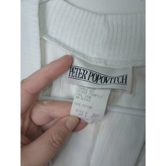 Peter Popovitch Women Medium Art to Wear Floral White Cardigan Ribbon Vintage - Picture 4 of 5